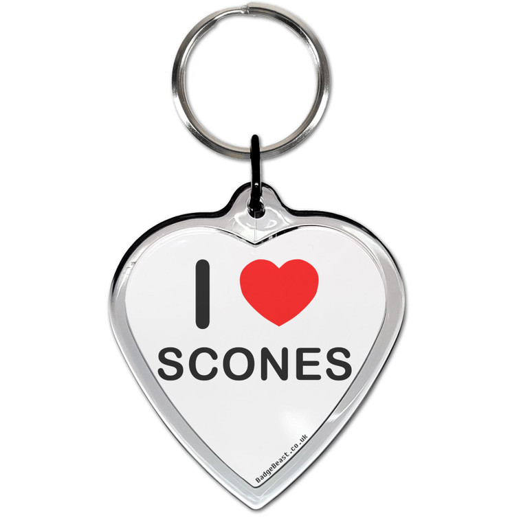 I Love Scones Small Heart Shaped Key Ring