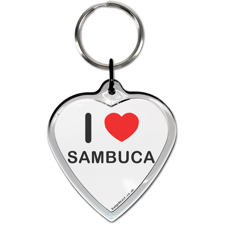 I Love Sambuca Small Heart Shaped Key Ring