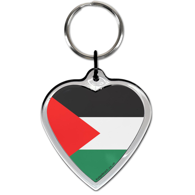 Palestine Flag Small Heart Shaped Key Ring