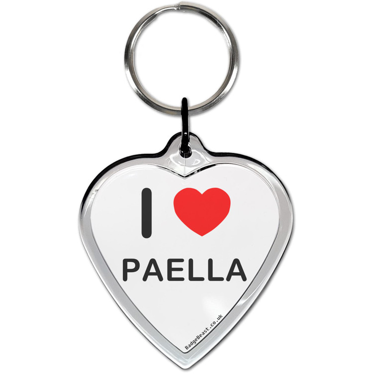 I Love Paella Small Heart Shaped Key Ring