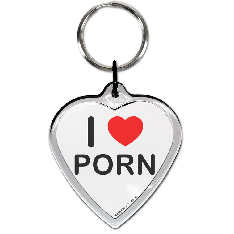I Love Porn Small Heart Shaped Key Ring