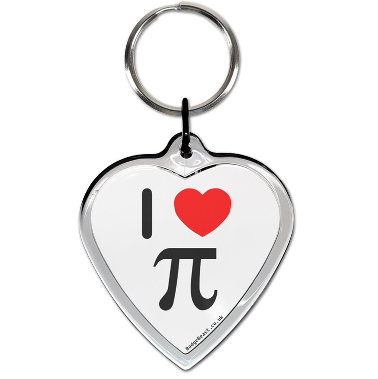 I Love Pi Small Heart Shaped Key Ring