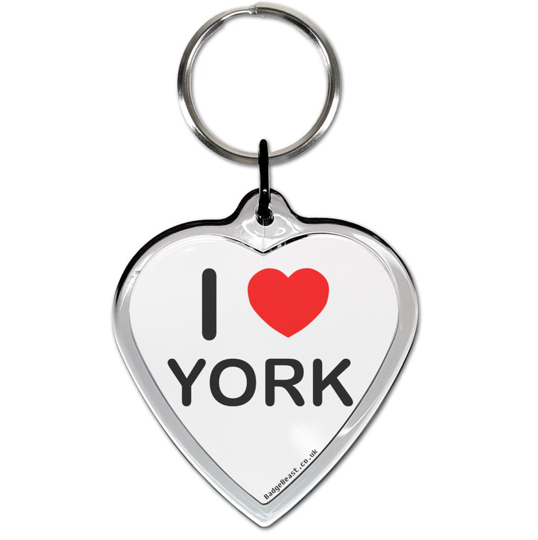 I Love York Small Heart Shaped Key Ring