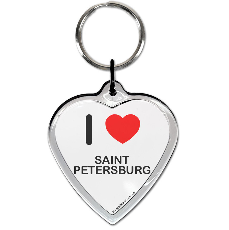 I Love Saint Petersburg Small Heart Shaped Key Ring