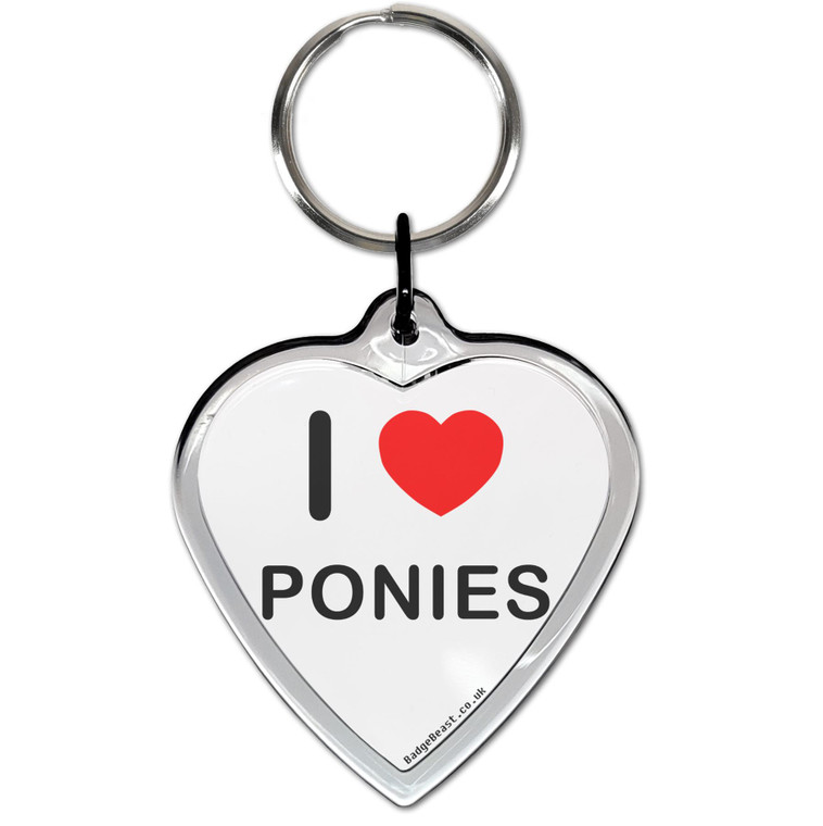 I love Ponies Small Heart Shaped Key Ring