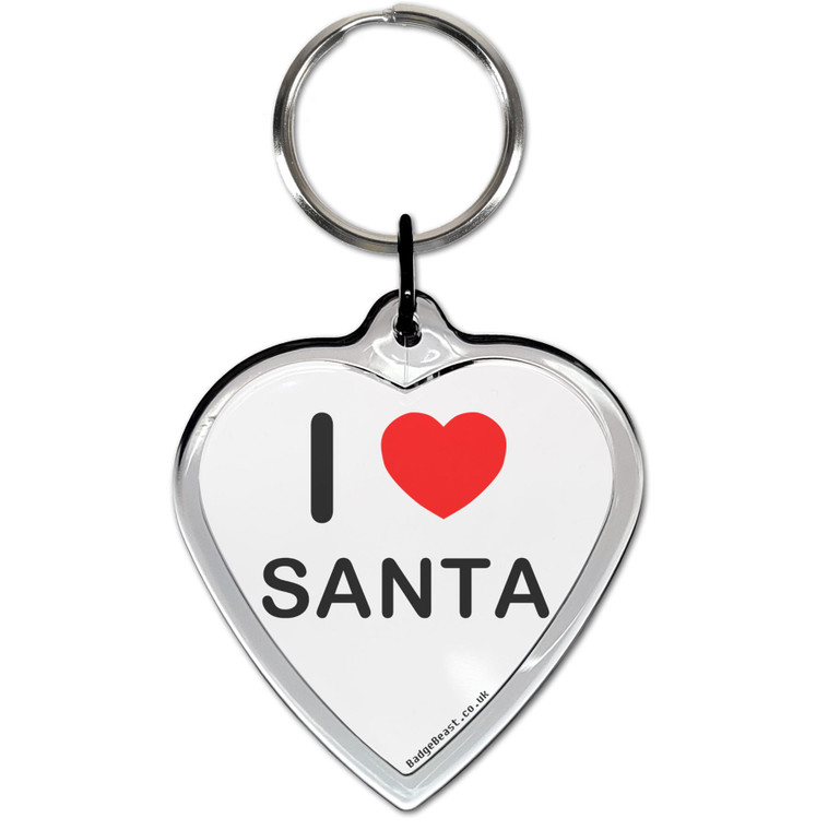 I Love Santa Small Heart Shaped Key Ring