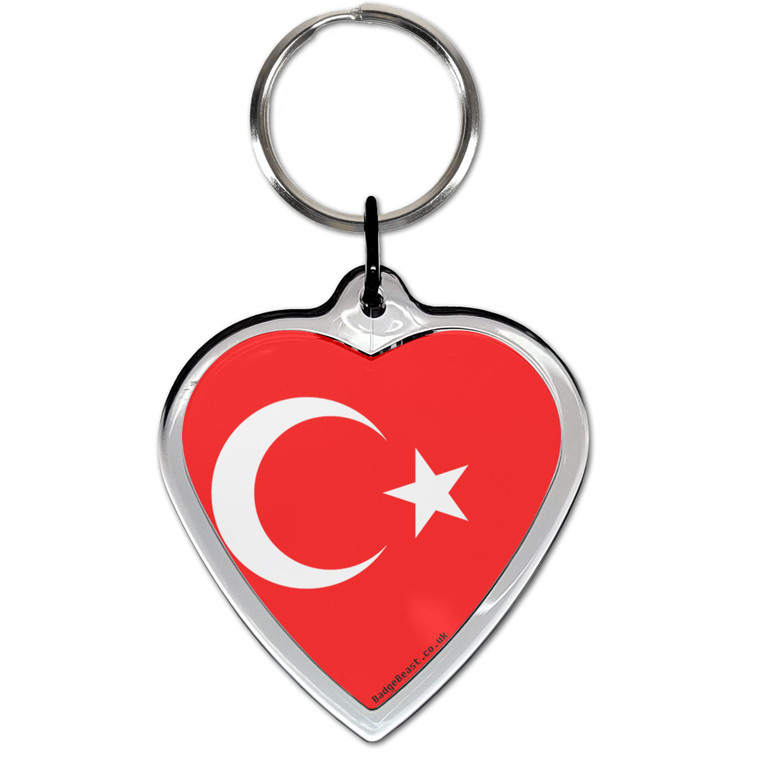 Turkey Flag Small Heart Shaped Key Ring