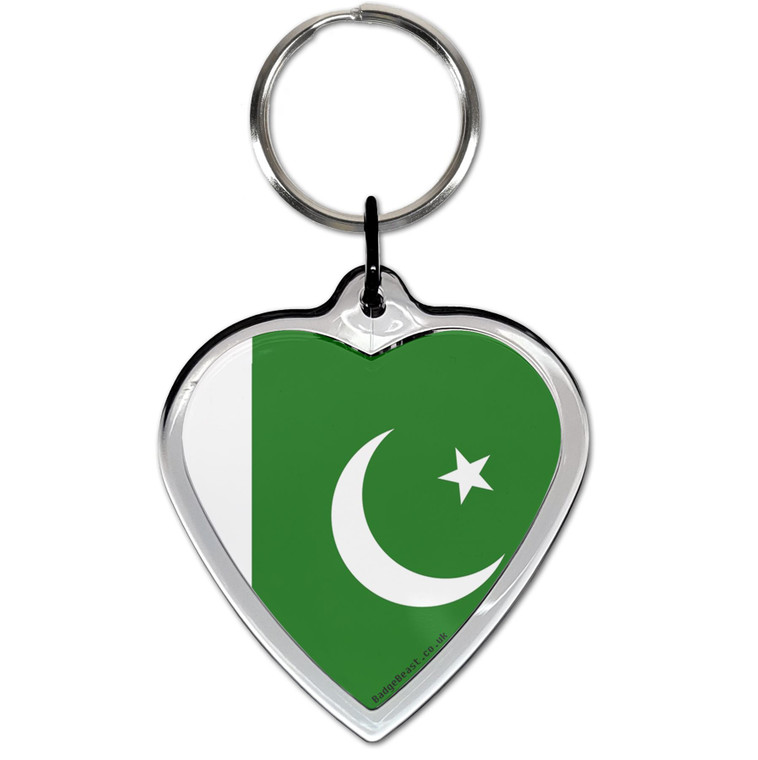 Pakistan Flag Small Heart Shaped Key Ring