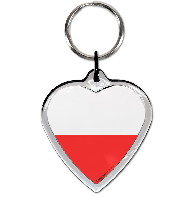 Poland Flag Small Heart Shaped Key Ring