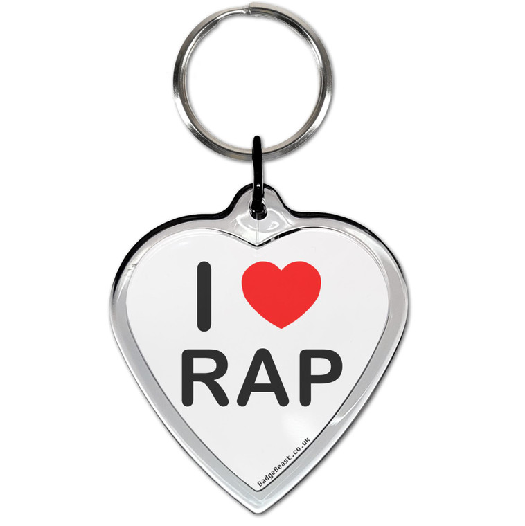 I love Rap Small Heart Shaped Key Ring