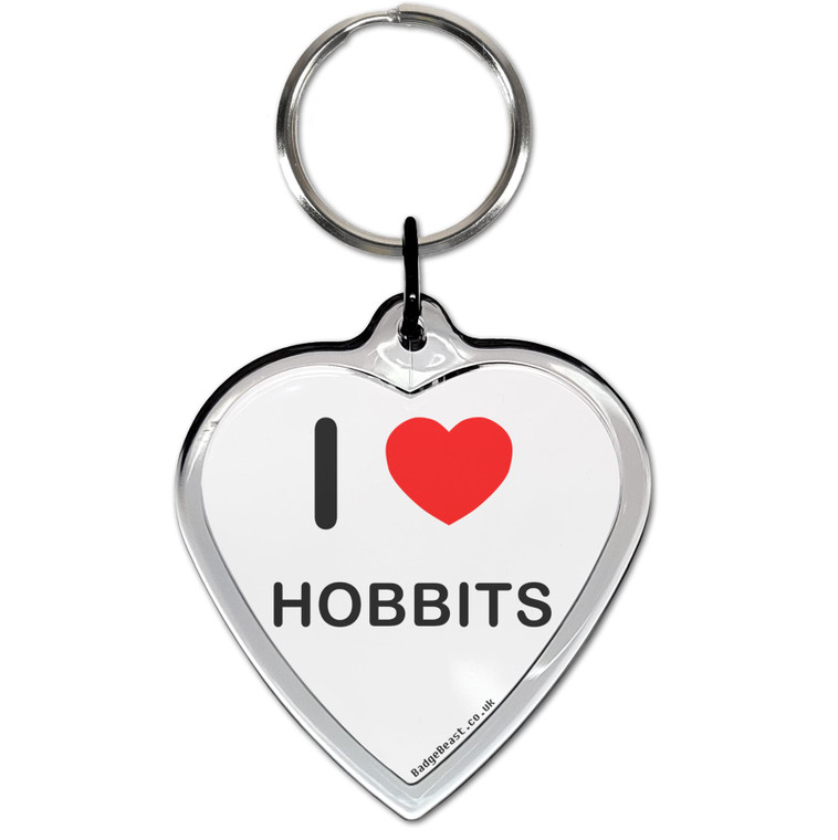 I Love Hobbits Small Heart Shaped Key Ring