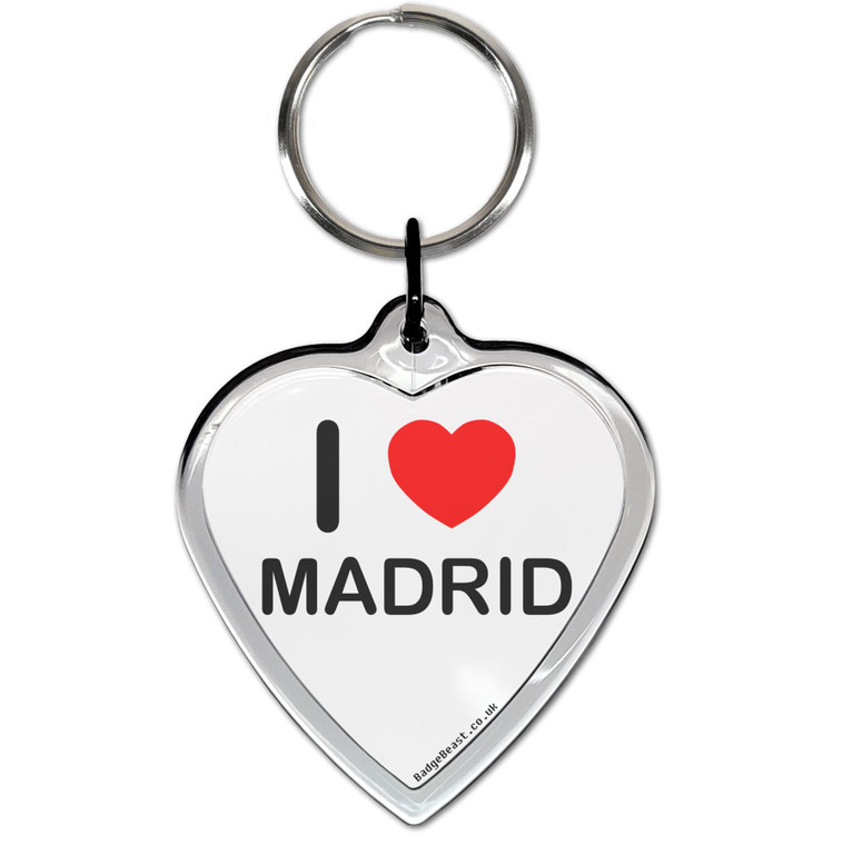 I Love Madrid Small Heart Shaped Key Ring