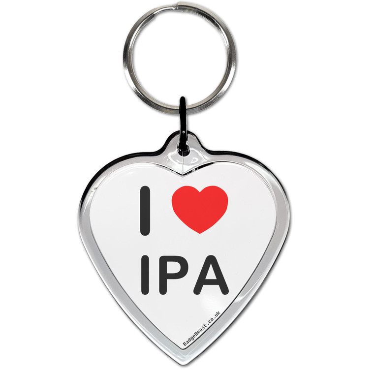 I love IPA Small Heart Shaped Key Ring