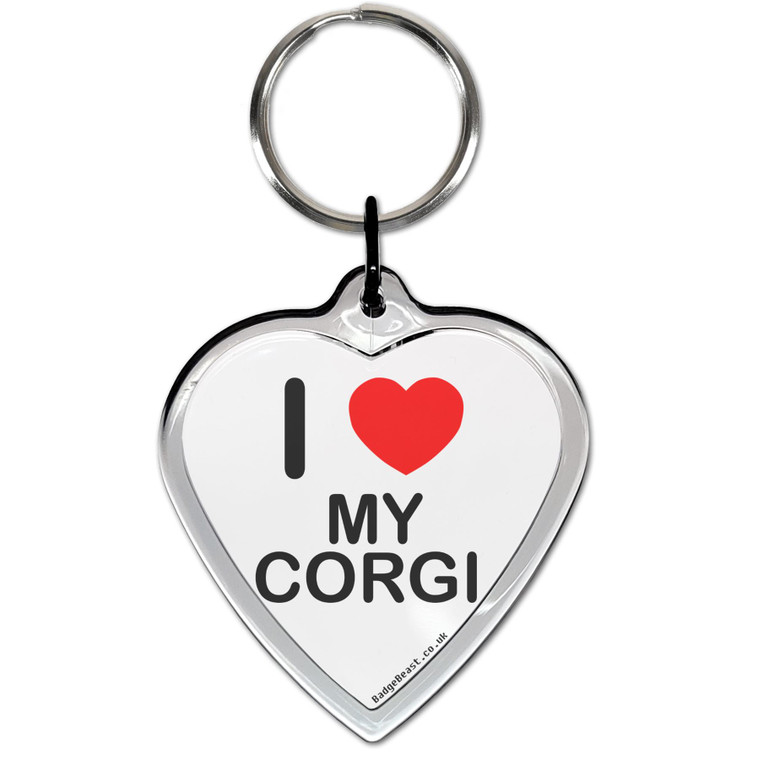 I Love My Corgi Small Heart Shaped Key Ring