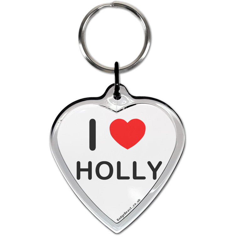 I Love Holly Small Heart Shaped Key Ring