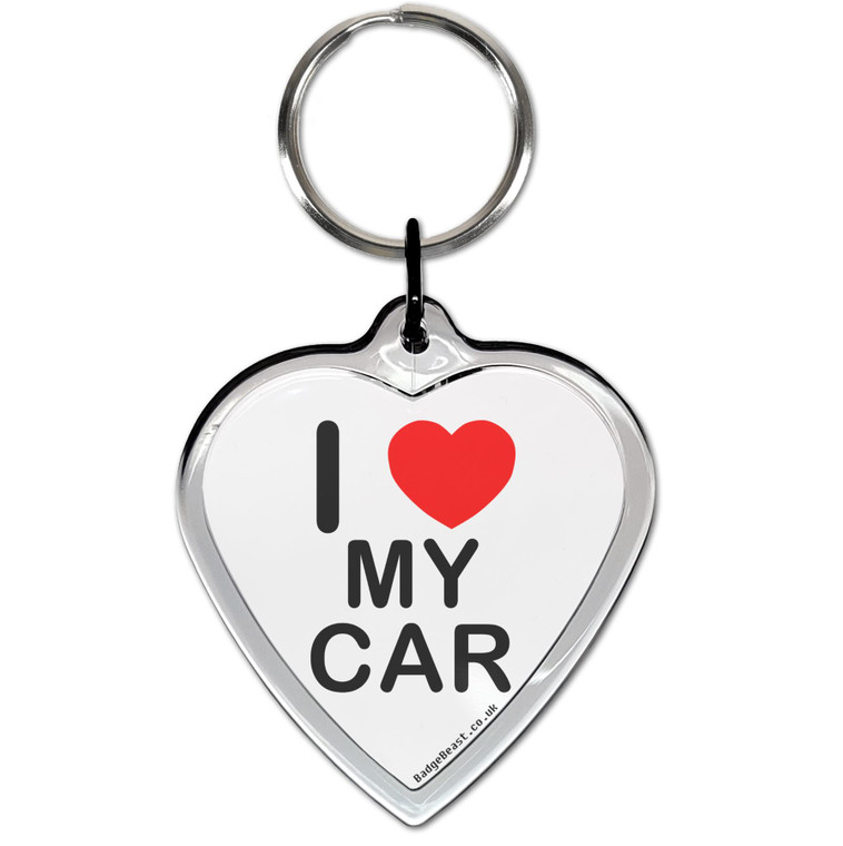 I Love My Car Small Heart Shaped Key Ring
