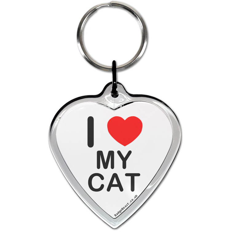 I Love My Cat Small Heart Shaped Key Ring I Love My Cat Small Heart Shaped Key Ring