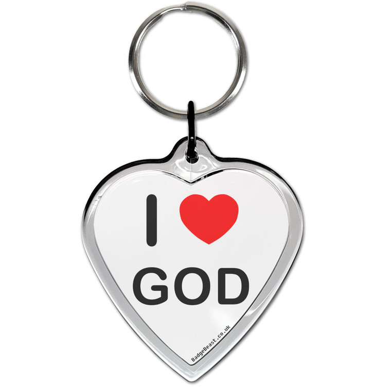 I love God Small Heart Shaped Key Ring I love God Small Heart Shaped Key Ring