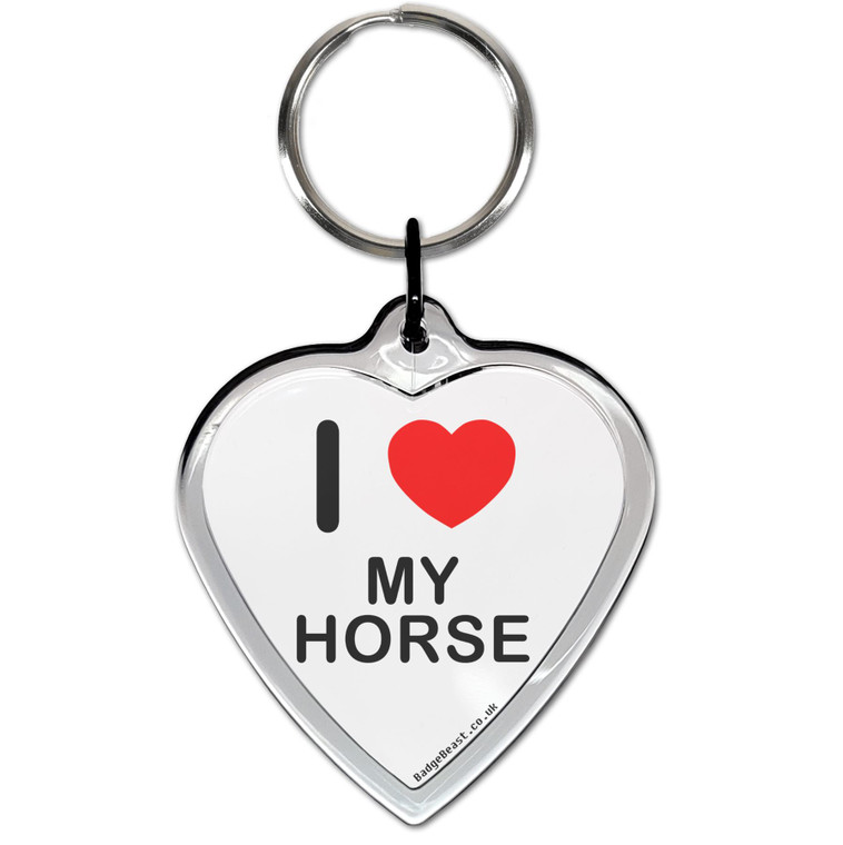 I Love My Horse Small Heart Shaped Key Ring
