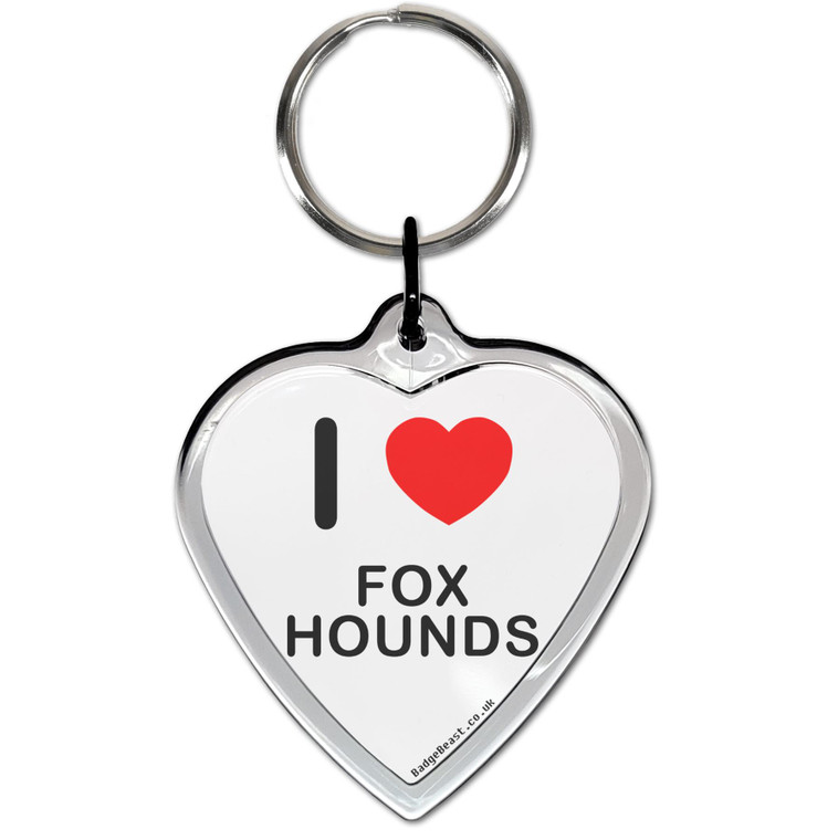 I Love Foxhounds Small Heart Shaped Key Ring I Love Foxhounds Small Heart Shaped Key Ring