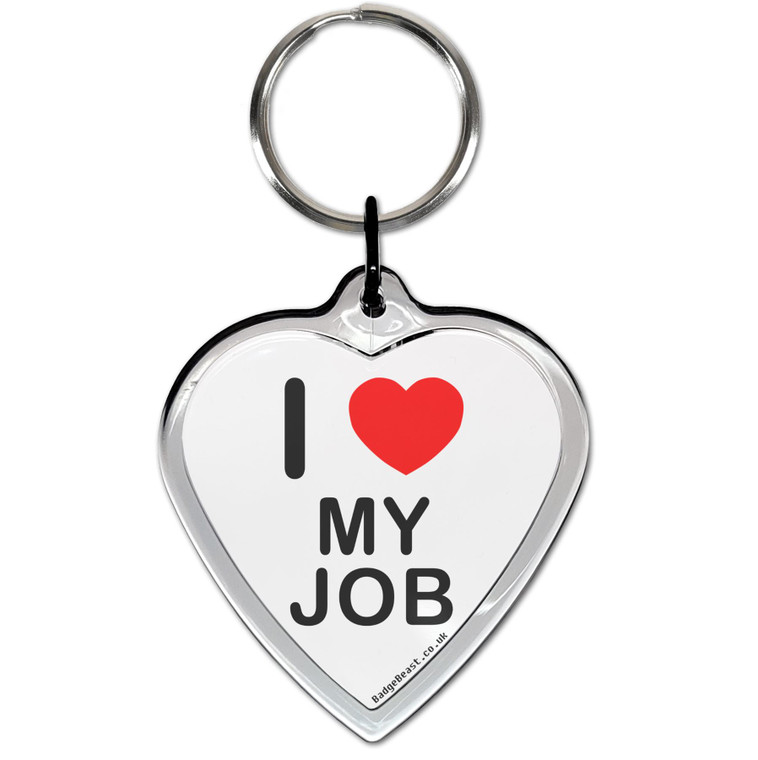 I Love My Job Small Heart Shaped Key Ring