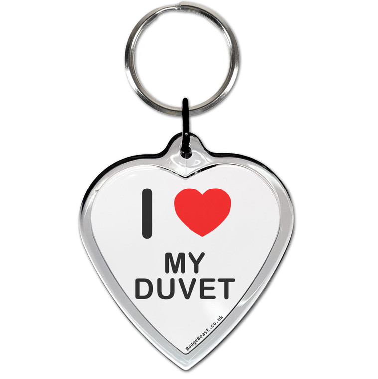 I Love My Duvet Small Heart Shaped Key Ring