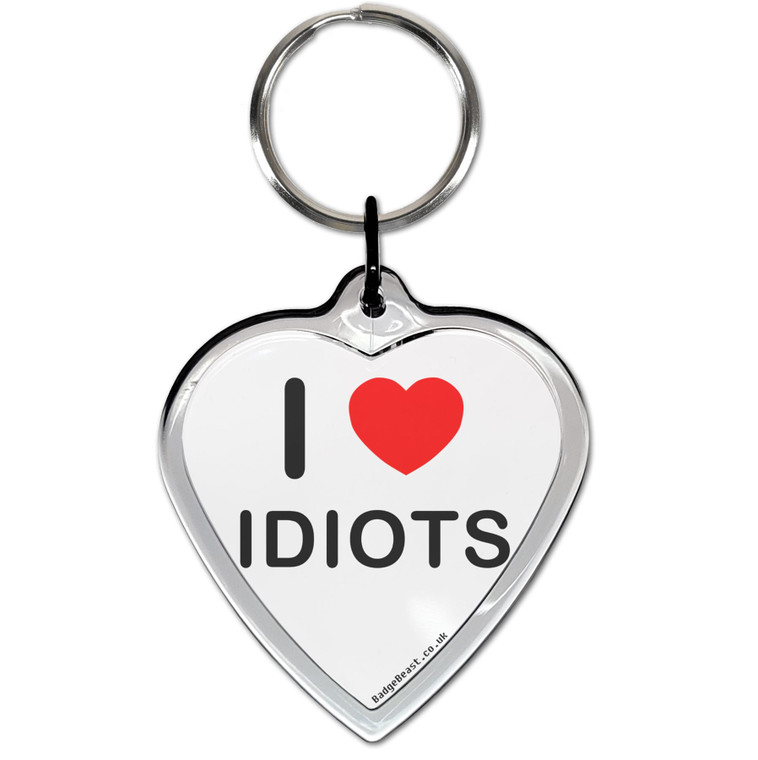 I love Idiots Small Heart Shaped Key Ring I love Idiots Small Heart Shaped Key Ring