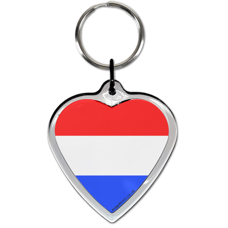 Holland Flag Small Heart Shaped Key Ring