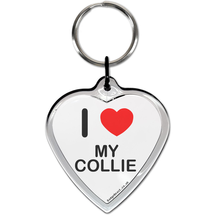 I Love My Collie Small Heart Shaped Key Ring