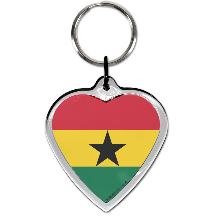 Ghana Flag Small Heart Shaped Key Ring Ghana Flag Small Heart Shaped Key Ring