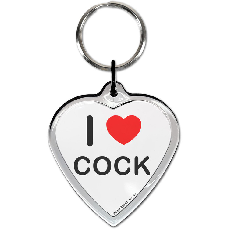I Love Cock Small Heart Shaped Key Ring