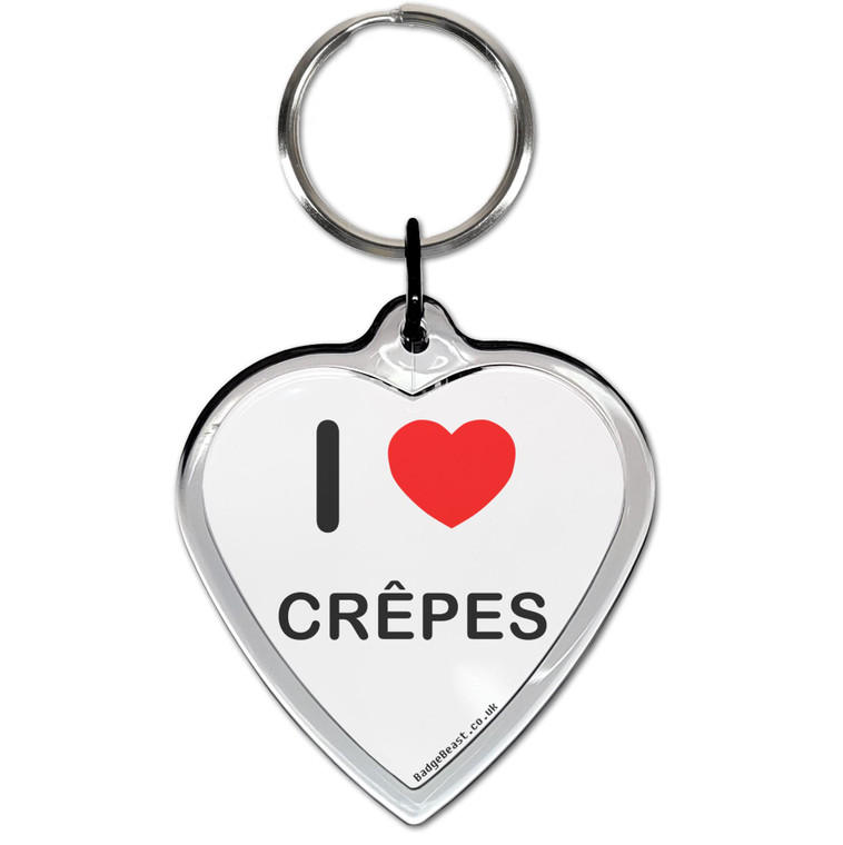 I Love Crepes Small Heart Shaped Key Ring
