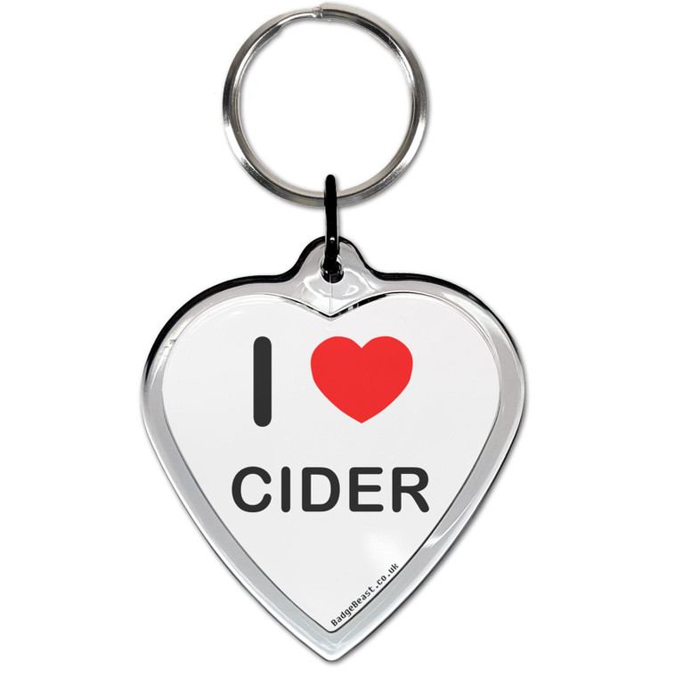 I Love Cider Small Heart Shaped Key Ring