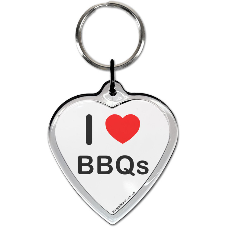 I love BBQs Small Heart Shaped Key Ring