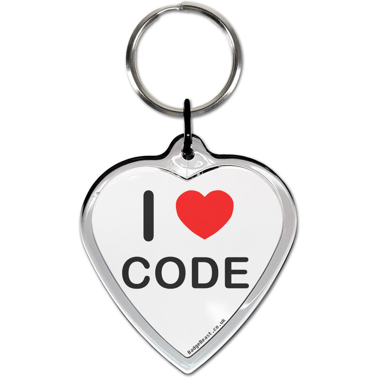 I love Code Small Heart Shaped Key Ring