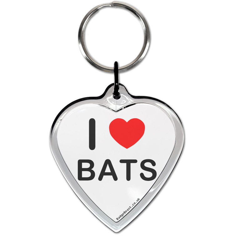 I Love Bats Small Heart Shaped Key Ring I Love Bats Small Heart Shaped Key Ring