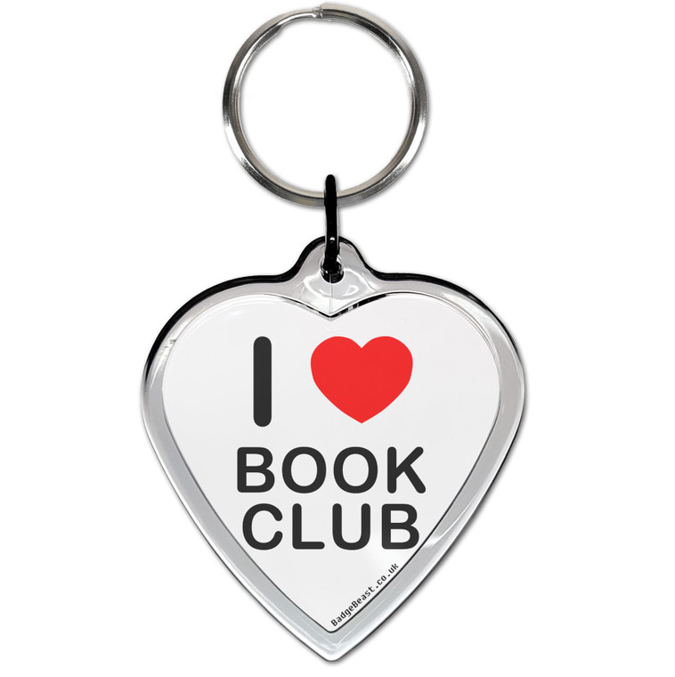 I Love Book Club Small Heart Shaped Key Ring