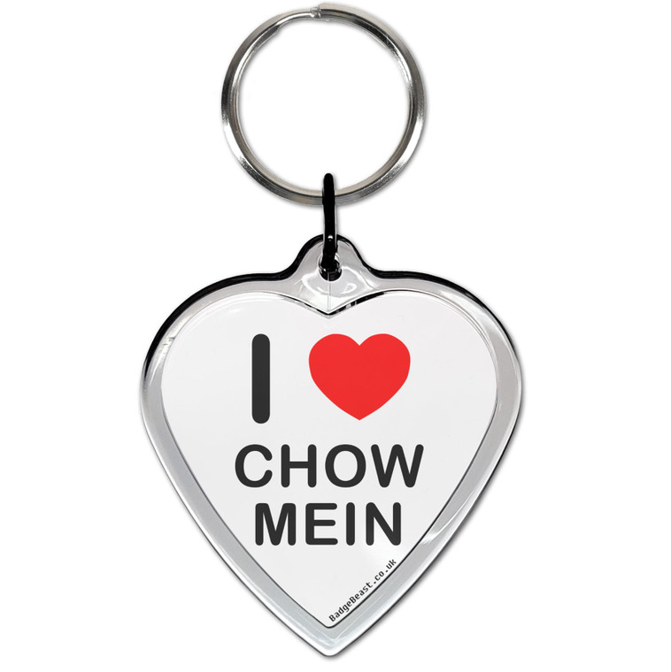I love Chow Mein Small Heart Shaped Key Ring I love Chow Mein Small Heart Shaped Key Ring