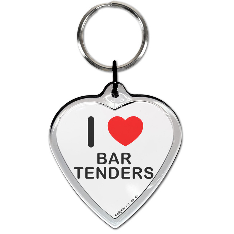 I Love Bar Tenders Small Heart Shaped Key Ring