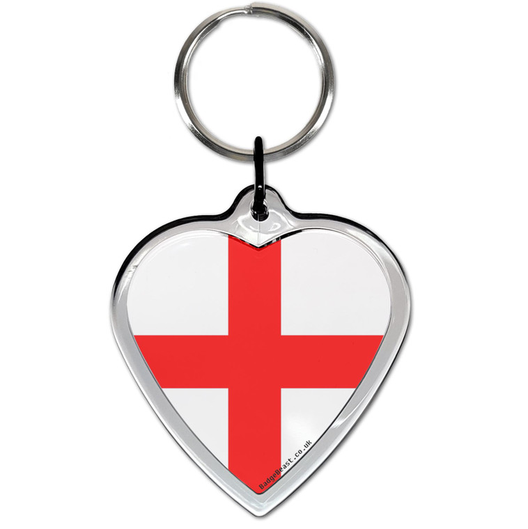 England Flag Small Heart Shaped Key Ring