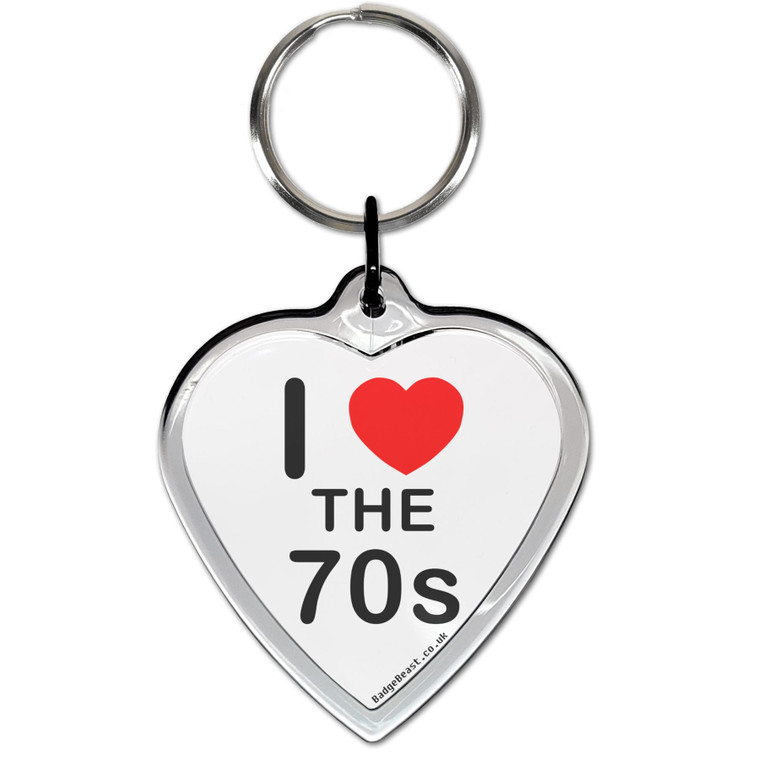 I Love The 70's Small Heart Shaped Key Ring I Love The 70's Small Heart Shaped Key Ring
