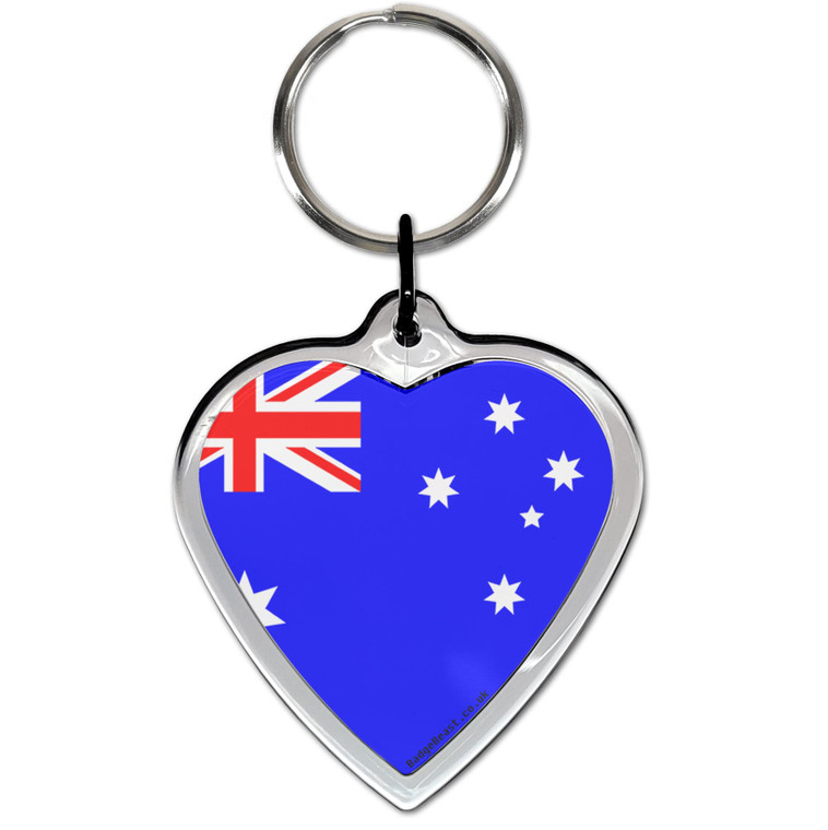 Australia Flag Small Heart Shaped Key Ring
