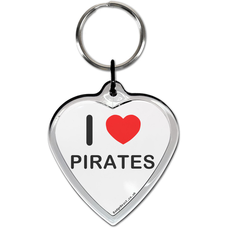 I Love Pirates Small Heart Shaped Key Ring
