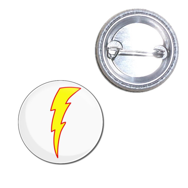 Lightning Bolt White - Button Badge
