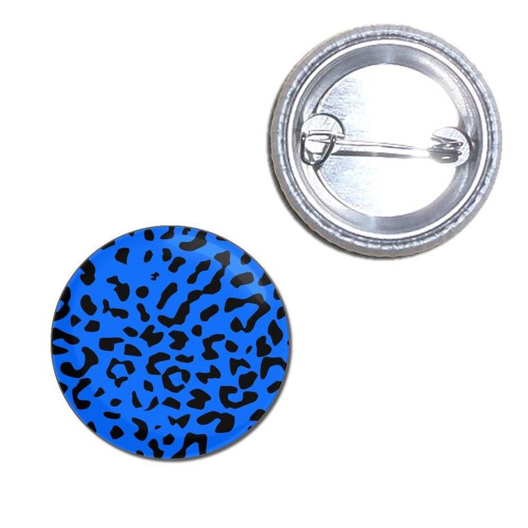 Blue Leopard Print - Button Badge