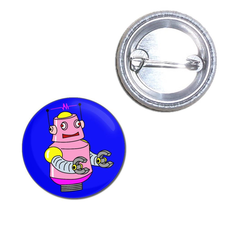 Blue Girl Robot - Button Badge