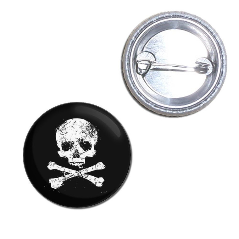 Distressed Skull and Crossbones - Button Badge