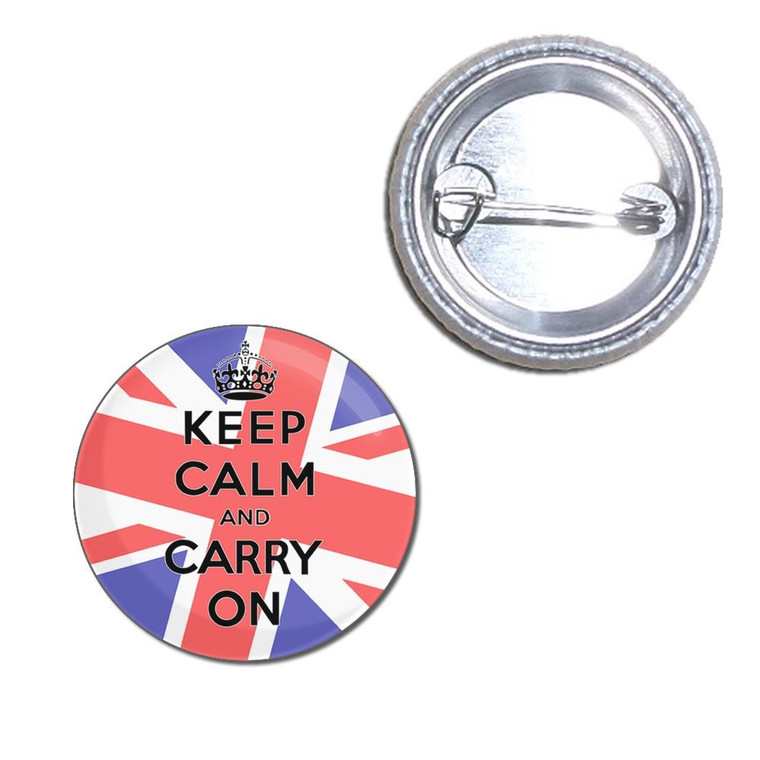 UK Keep Calm and Carry On - Button Badge