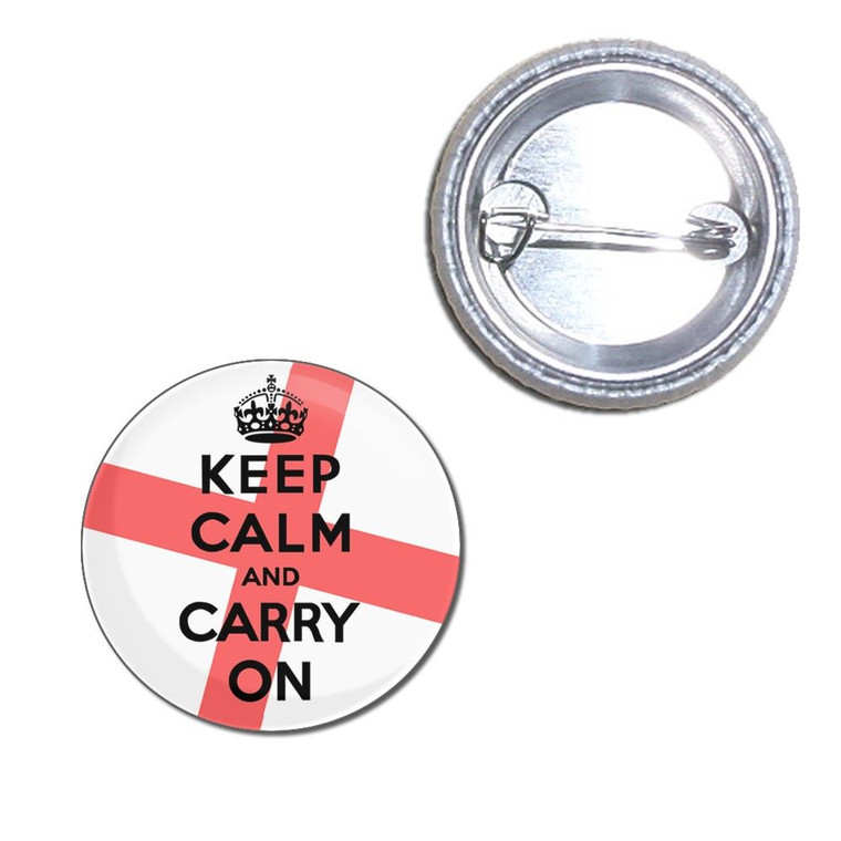 England Keep Calm and Carry On - Button Badge