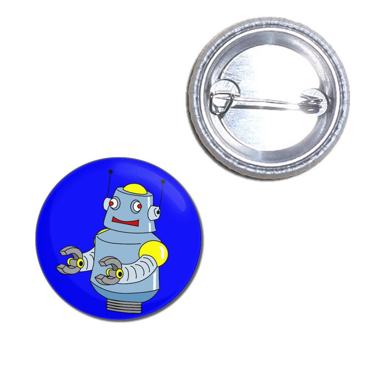 Blue Boy Robot - Button Badge
